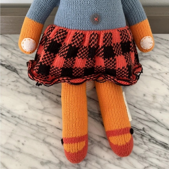 CUDDLE & KIND Sadie The Fox Knit Crochet Doll Plush Orange Black Hat Peru 20” - Picture 3 of 8